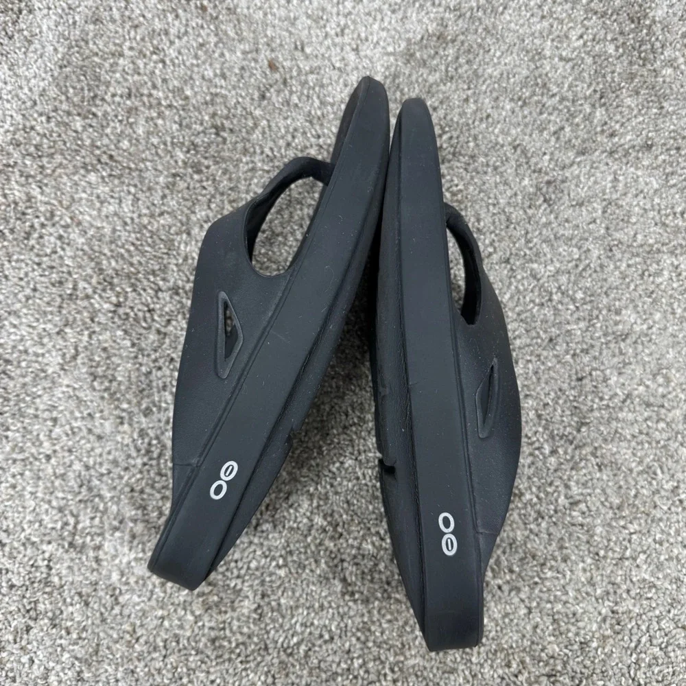 OOFOS OOriginal Recovery Sandal Black Thong Flip Flop Womens 8 Mens 6 EU 39